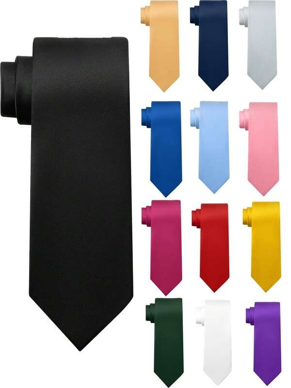 1ชิ้น เนคไทสีพื้นผู้ชาย เป็นทางการสำหรับธุรกิจเนคไท slim (กว้าง 2 นิ้ว) เหมาะสำหรับสวมใส่ประจำวัน งานแต่งงาน งานเลี้ยง งานรับรอง ของขวัญ